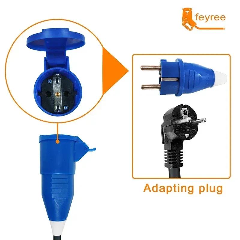 Feyree EV Charger Adapter for Type2 16A 3.5KW 1Phase Multiple Plug Connector with Power Supply Side EVSE for Electric Car Charge