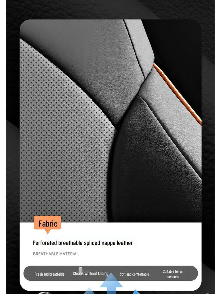 Bin Yue 5-Seater Perforated Leather Car Seat Cushion - All-Season Universal Fit
