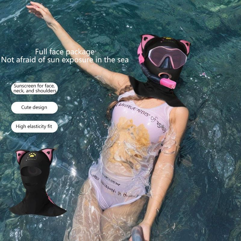 Плавание Дайвинг Facekini УФ-защита от солнца Полнолицевая маска Голова Шея Покрытие Лица Эластичная Шапочка Для Плавания Дайвинг Водные Виды Спорта Одежда