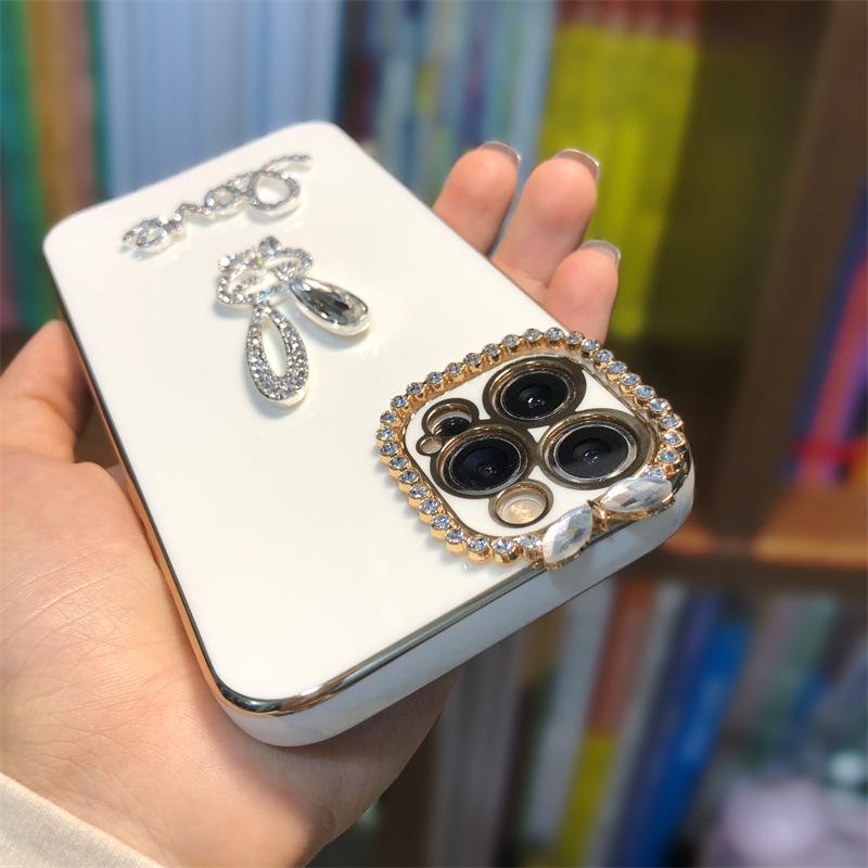 V29 Мультяшный Страз Кролик V30E Всесторонний Милый Девичий Браслет для Чехла Мобильного Телефона Vivo Y200 - Противоударное Гальваническое Покрытие