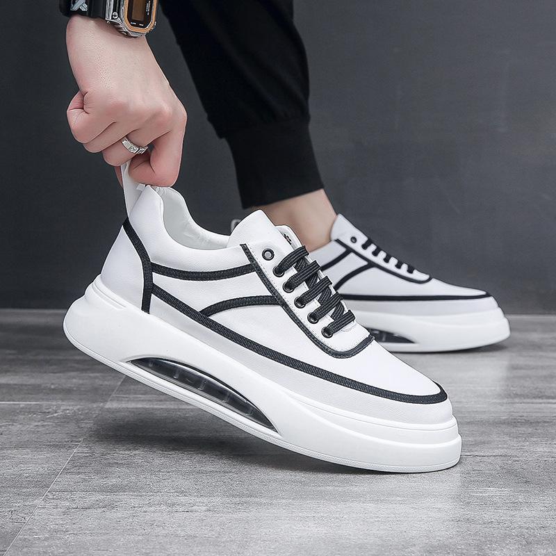 Четыре сезона, белые туфли, мужская модная обувь, подходящая по цвету, на воздушной подушке, с мягкой подошвой, с низким верхом, универсальная спортивная и повседневная обувь