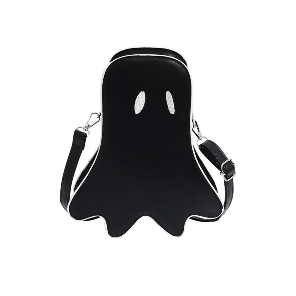 PU Leather Shoulder Bag Zipper Crossbody Bag Reusable Halloween Ghost Bag Girl