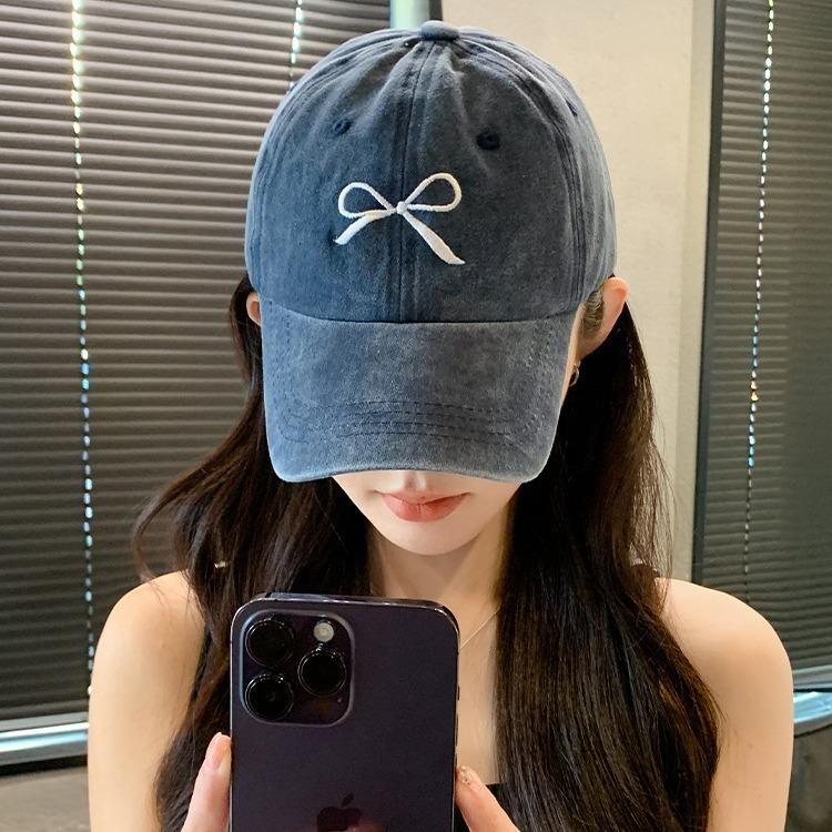 Бейсболка с розовым бантом для женщин Y2K корейская джинсовая кепка Snapback летняя регулируемая вышитая кепка для девочек и пап