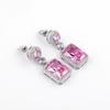 Square Diamond Zircon Gemstone Colored Treasure Stud Earrings Rectangular Crystal Earrings Jewelry Earrings High Quality