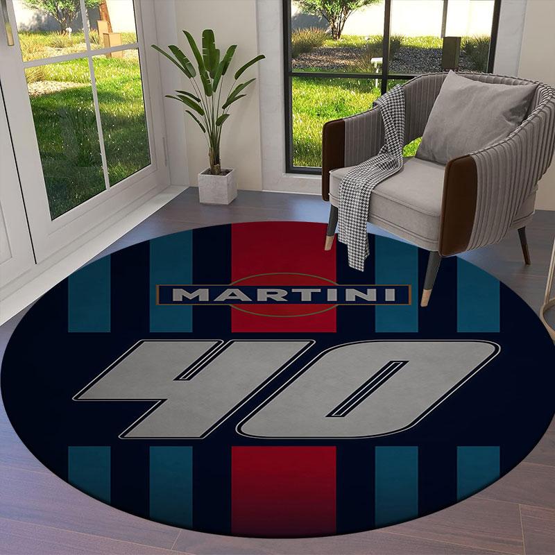 Круглый ковер Martini Racing, Ковер для гостиной, спальни, дивана, игровой комнаты, Нескользящий коврик для пола