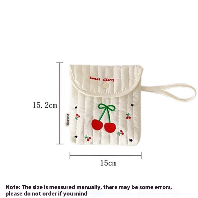 Милая сумка для хранения кота с вишней и яблоком, портативная ручная сумка для хранения гигиенических прокладок, большая вместимость, женская косметичка, подарки