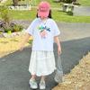 Girls' summer dress, summer new style, stylish big girl's summer short sleeved skirt set, skirt