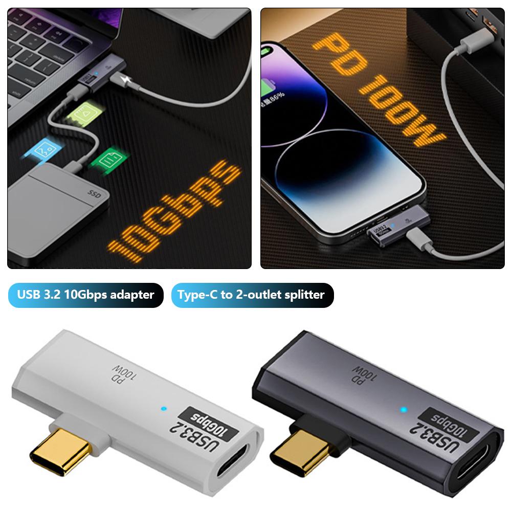 2-в-1 USB-C 3.2 OTG разветвитель PD 100 Вт Адаптер быстрой зарядки USB C Зарядное устройство для телефона Планшета Macbook Жесткого диска Наушников