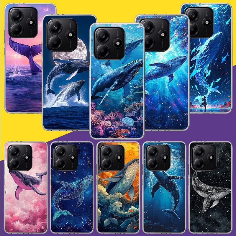 Чехол для телефона Горбатый кит Морской гигант для Xiaomi Redmi Note 15 14 13 12S 12 Pro Plus 11S 11E 11 11T 10S 10 Арт Мягкий чехол с рисунком