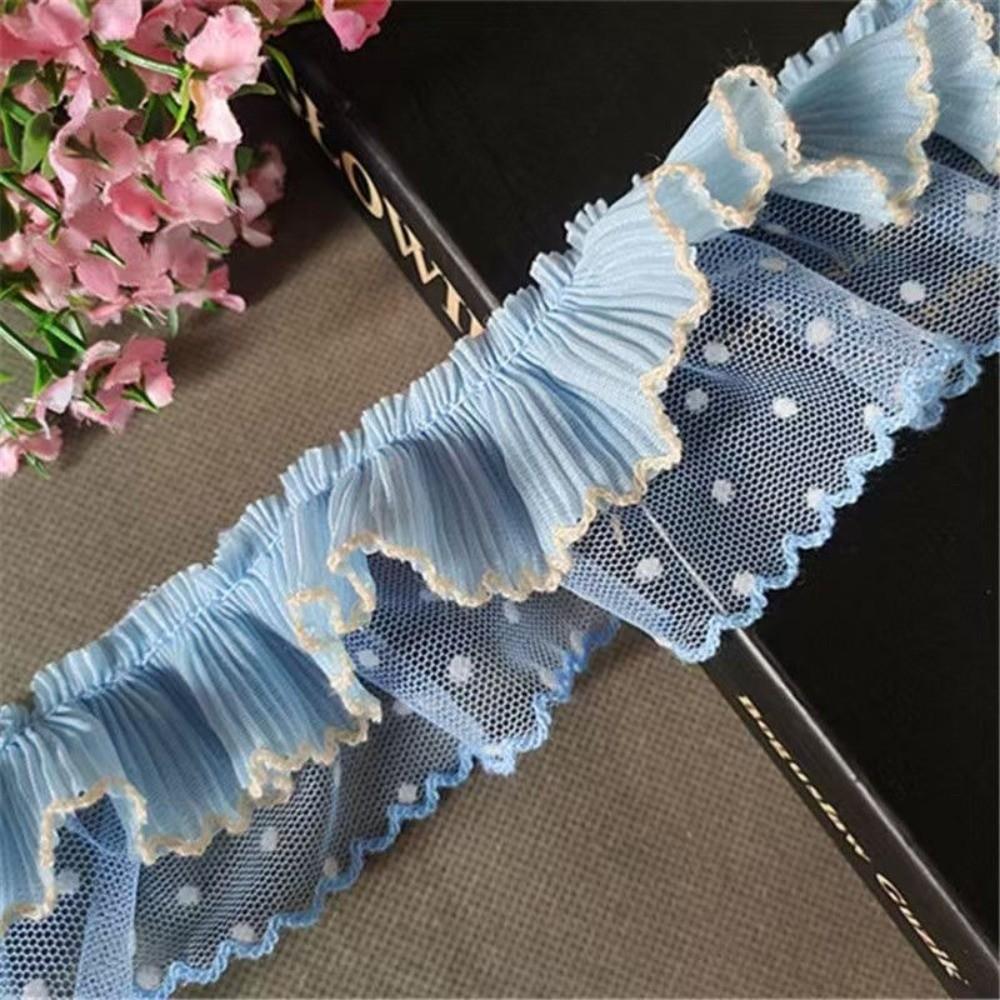 Double Layer Lace Trim Clothing Sewing DIY Pleated Mesh Lace Lolita Dress Sewing
