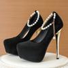Fashion Spring Women Pumps Fashion Platform Round Toe Shallow Slingback High Heels Pole Dance Shoes Ladies Party Dress Stiletto Zapatos