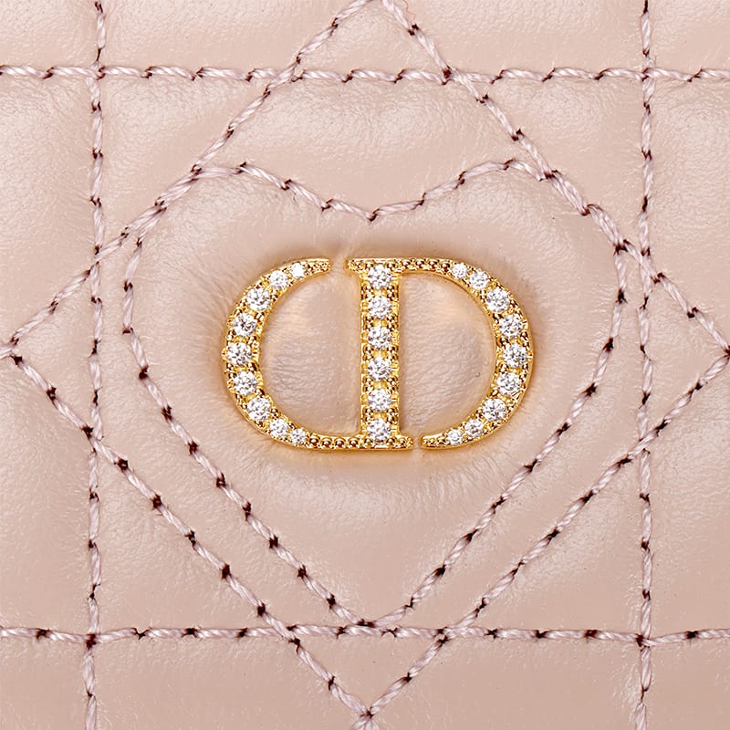 Dior Кардхолдер Caro из натуральной кожи с панелями, обычный, женский, розовый S4205UJNH-M42P