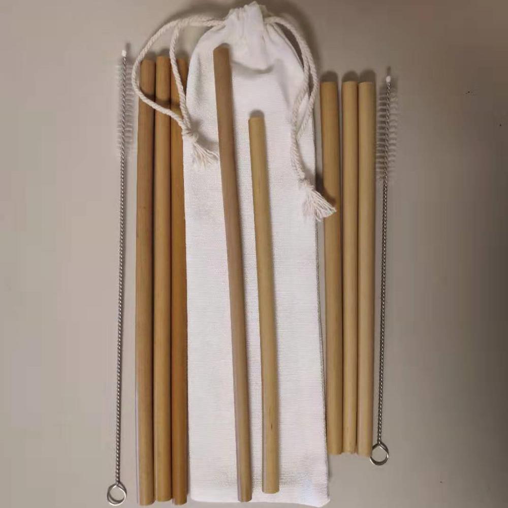 Набор из 6 бамбуковых соломинок, многоразовые соломинки для питья с бесплатной щеткой для чистки, 8 или 9 дюймов на выбор, домашняя барная посуда, бесплатная доставка