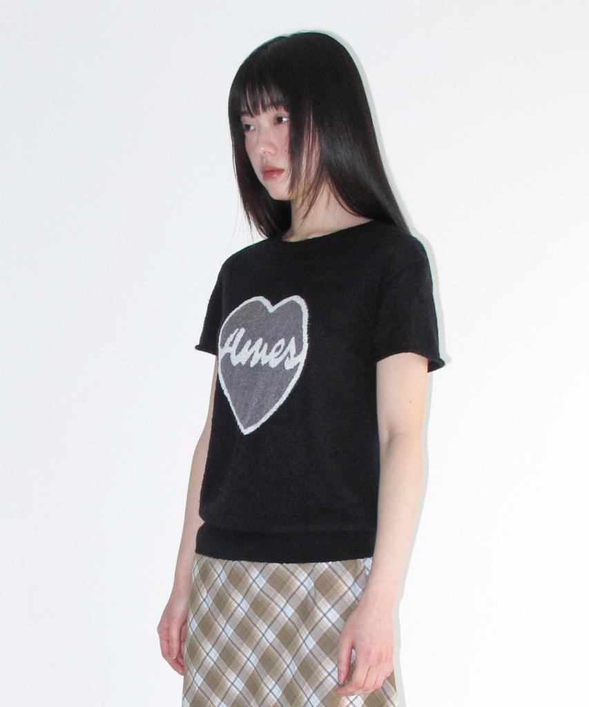 AMES-WORLDWIDE Heart Short Sleeve Knit Black