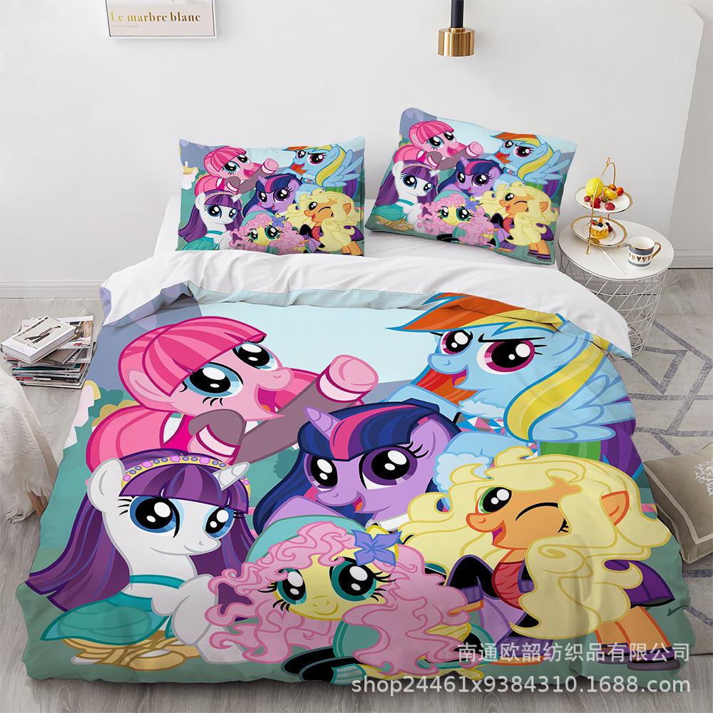 Постельные наборы My Little Pony Одеяло Стеганое покрывало Покрывало Пододеяльник Наволочка Наборы из 2-3 предметов Детский Взрослый размер Домашний декор