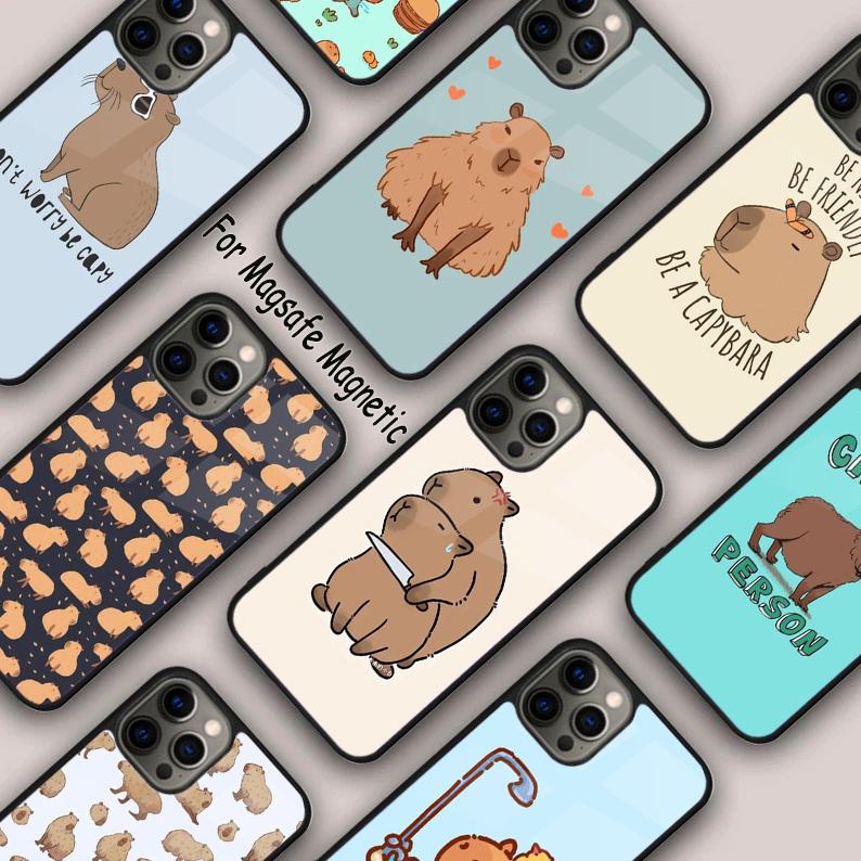Capybara cute seamless pattern Magnetic Phone Case For APPLE iPhone 17 Air 16 14 13 12 Pro Max 15 Plus Wireless MagSafe Cover