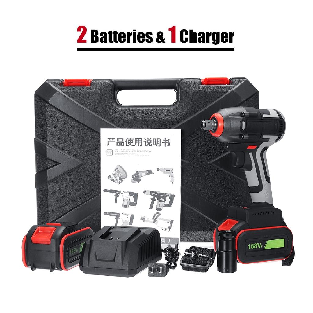 188V Brushless Cordless Electric Wrench Impact Socket Wrench 15000mAh Li-ion Battery Hand Drill Installation Power Tools