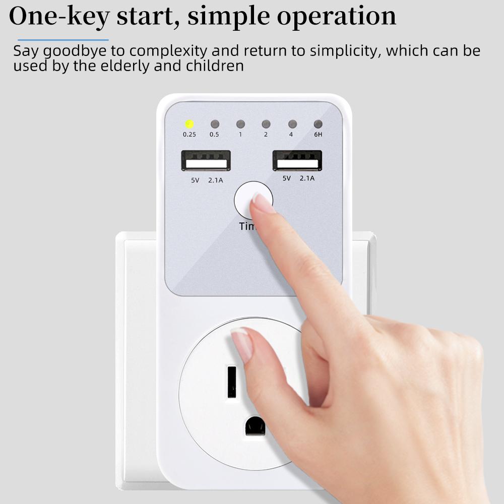 Programmable Countdown Timer Socket Electrical Intelligent 6HR Socket for USB Interface Switch with EU US UK FR Plug