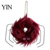 Halloween Wall Hanging Ornaments Fluffy Wreath for Front Door, Cute Furry Spider Fall Home Decor Wreaths with Pom Poms Party Fireplace Decorative