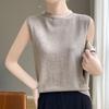 2024 Spring/Summer Women's Sleeveless Thin Knitted Sweater - Half Turtleneck Pullover Vest