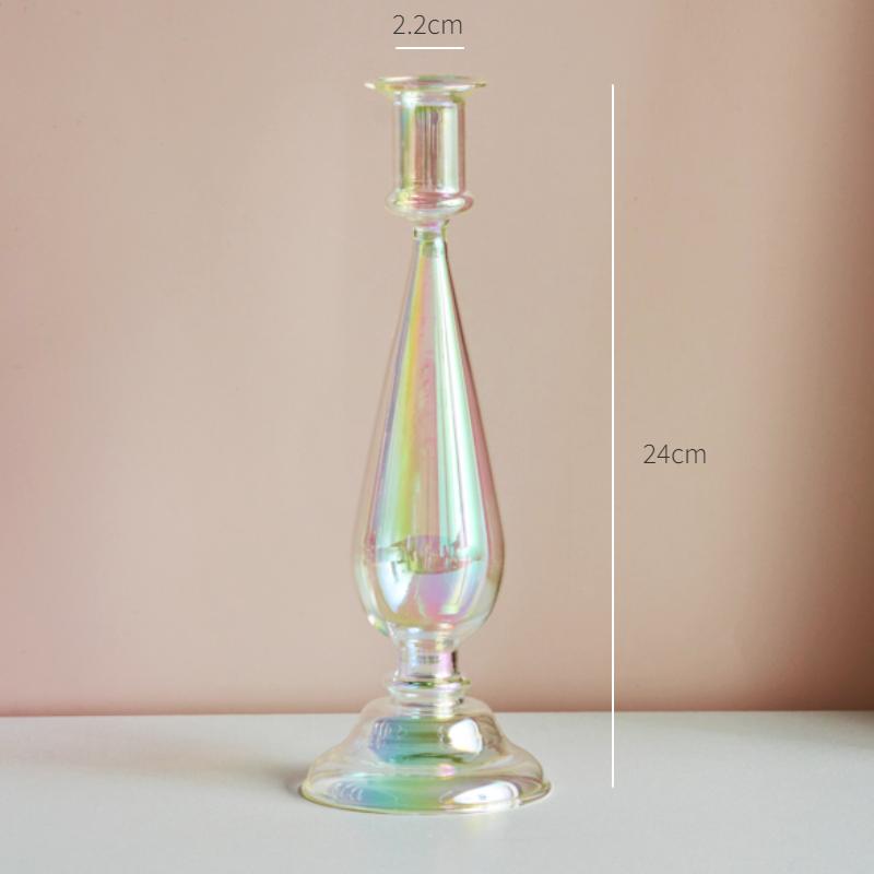 Glass Candle Holder Home Decor Nordic Rainbow Vase Flower Table Living Room Decoration Candlestick Holder for Wedding