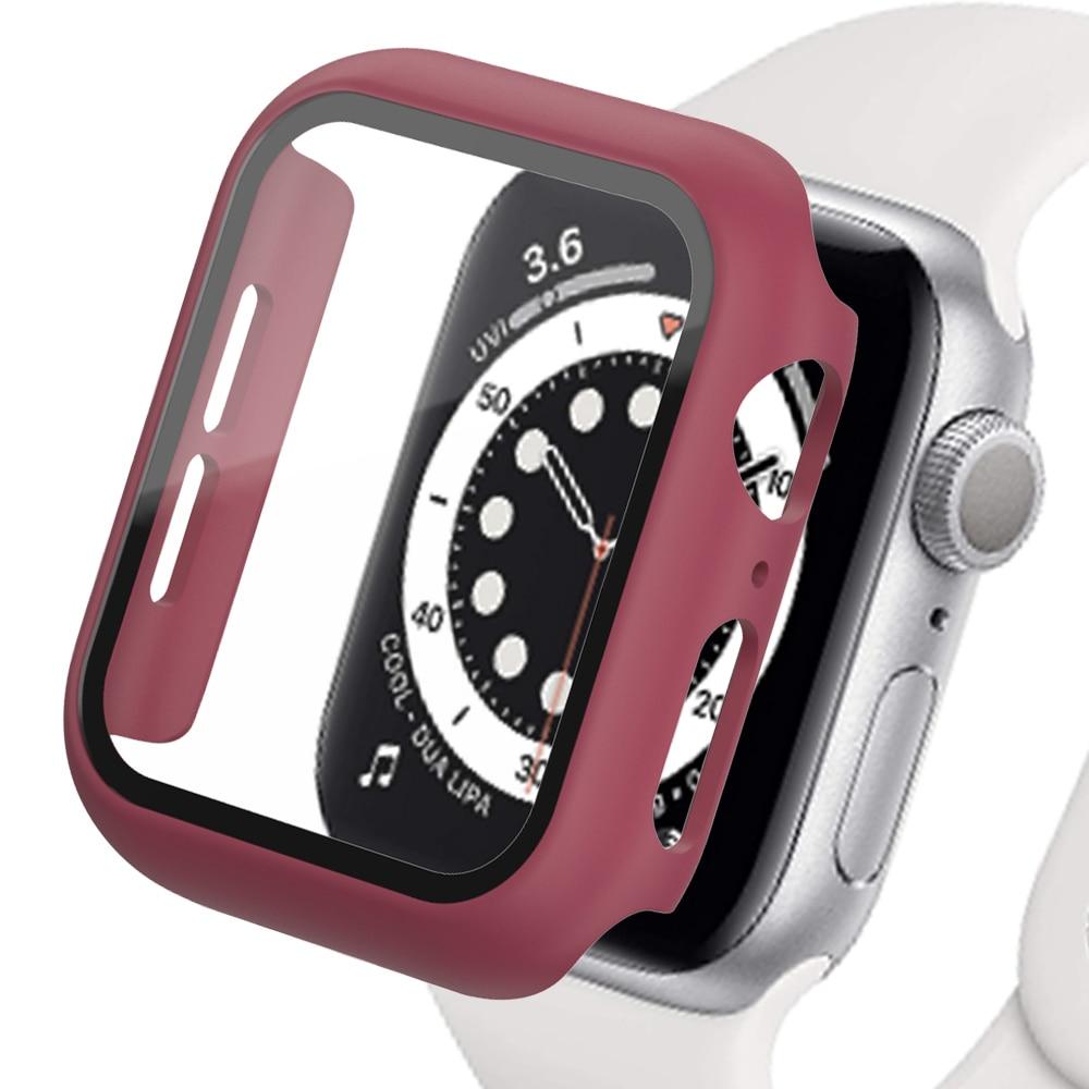 Закаленное стекло с крышкой для ПК для Apple Watch 7 6 SE 45 мм 41 мм 44 мм 40 мм 42 мм 38 мм Универсальный защитный чехол для экрана для Iwatch Series 5 4 3 2 1