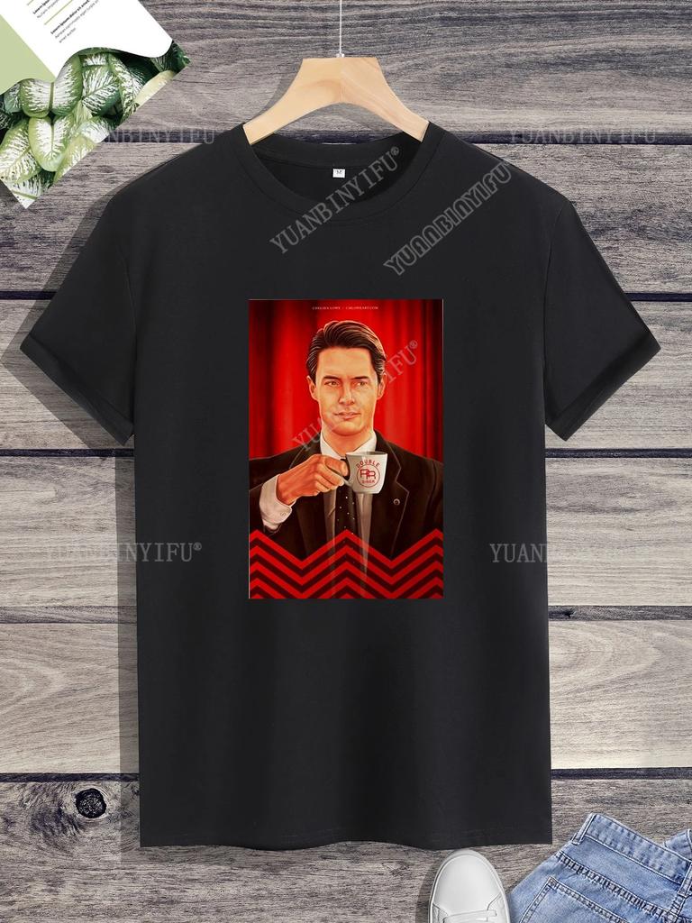 Хипстерская футболка с принтом Twin Peaks Унисекс Свободная футболка Топ Короткий рукав Круглый вырез Уличная Горячая Распродажа