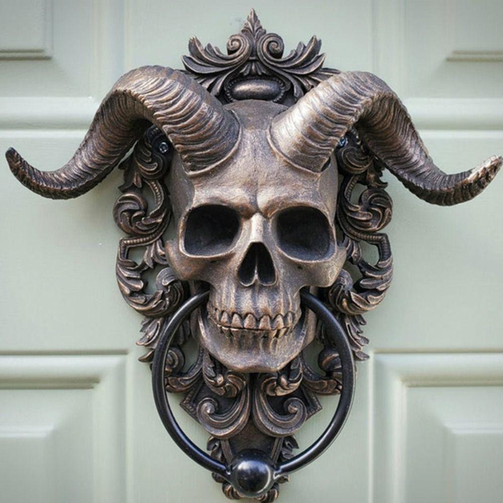 Punk Skull Door Knocker Sheep Head Devil Head Knocker Gothic Satan Door Hanging  Door Buckle