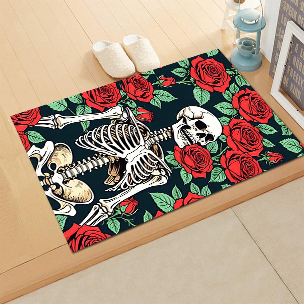 Sugar Skull With Flowers for Living Room rug, BedRoom rug, Study Room rug, Hallway Decoration, Perfect for Home Decoration or Holiday Gifts