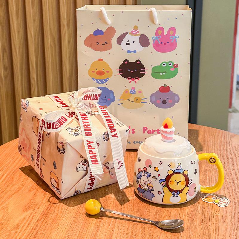 Креативная и милая мультяшная чашка для воды для пары, высококачественная керамическая кружка с крышкой, подарок на день рождения, сувенир