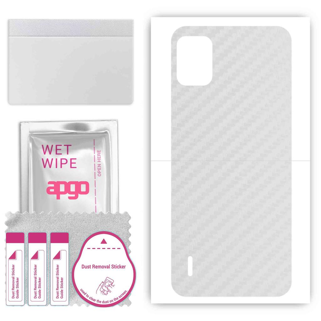 apgo Protective Skin Sticker for the back compatible with Nokia C12 Plus, Wrap Film, Foil, Vinyl - Pattern Transparent Carbon