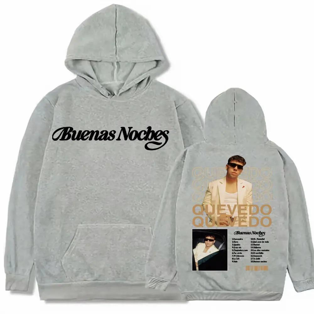 Autumn Winter QUEVEDO Buenas Noches Album Tour Printed Hoodie Men Women Hip Hop Trending Casual Oversized Y2k Pullover Tracksuit Female Male Clothing