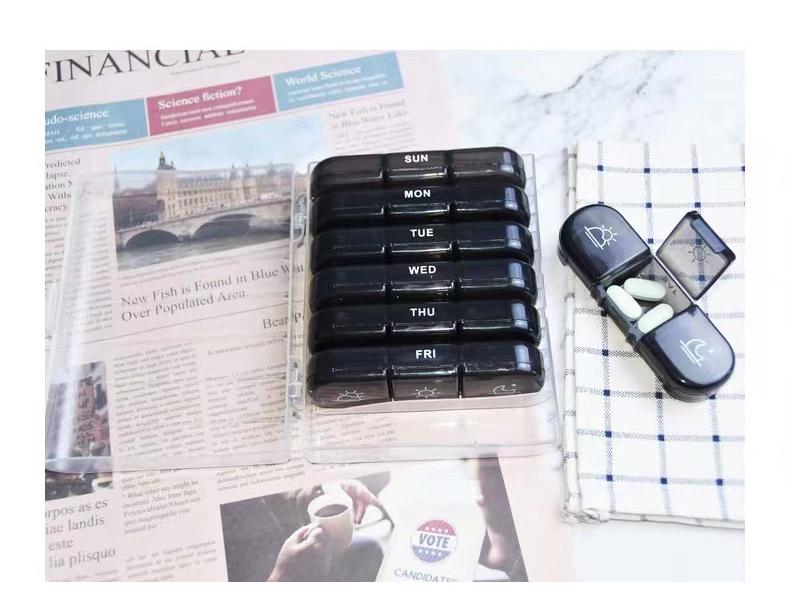 Новый портативный органайзер для лекарств с 21 ячейкой, черный: Еженедельная Коробка Пилюли