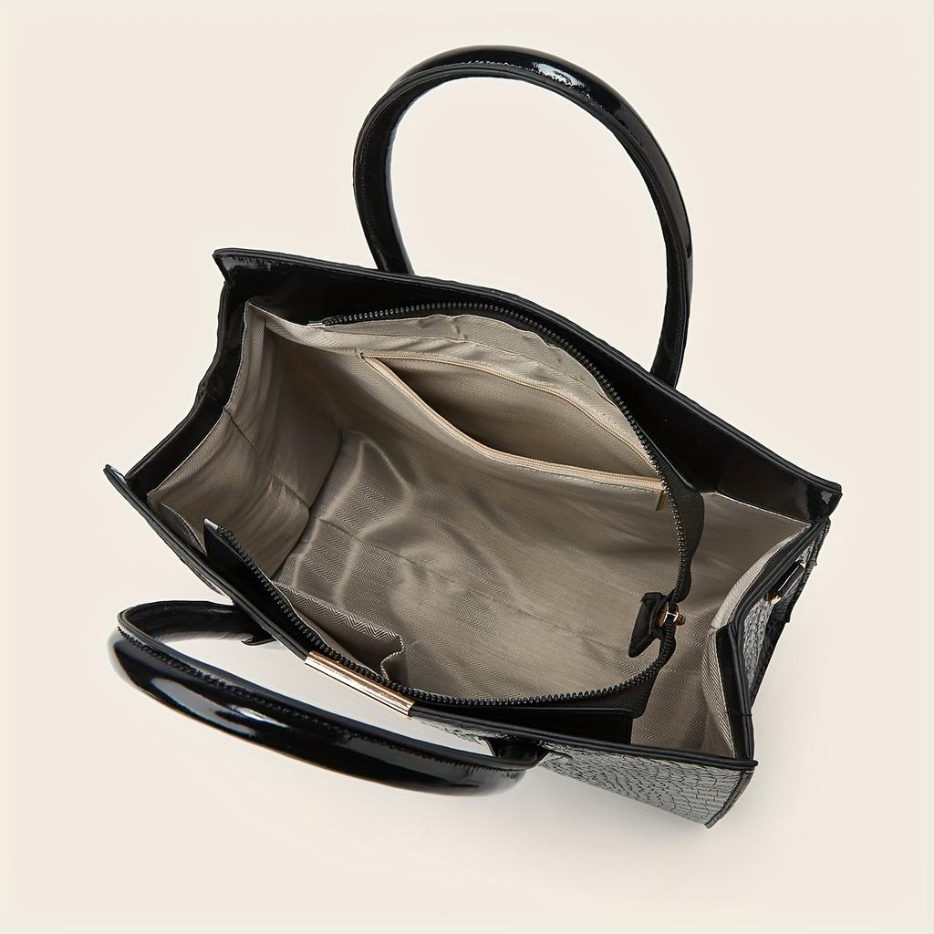 Large Capacity Crocodile Pattern Bag for Women Classic Tote Bag Single Shoulder Bag Crossbody Wallet 3 Pieces