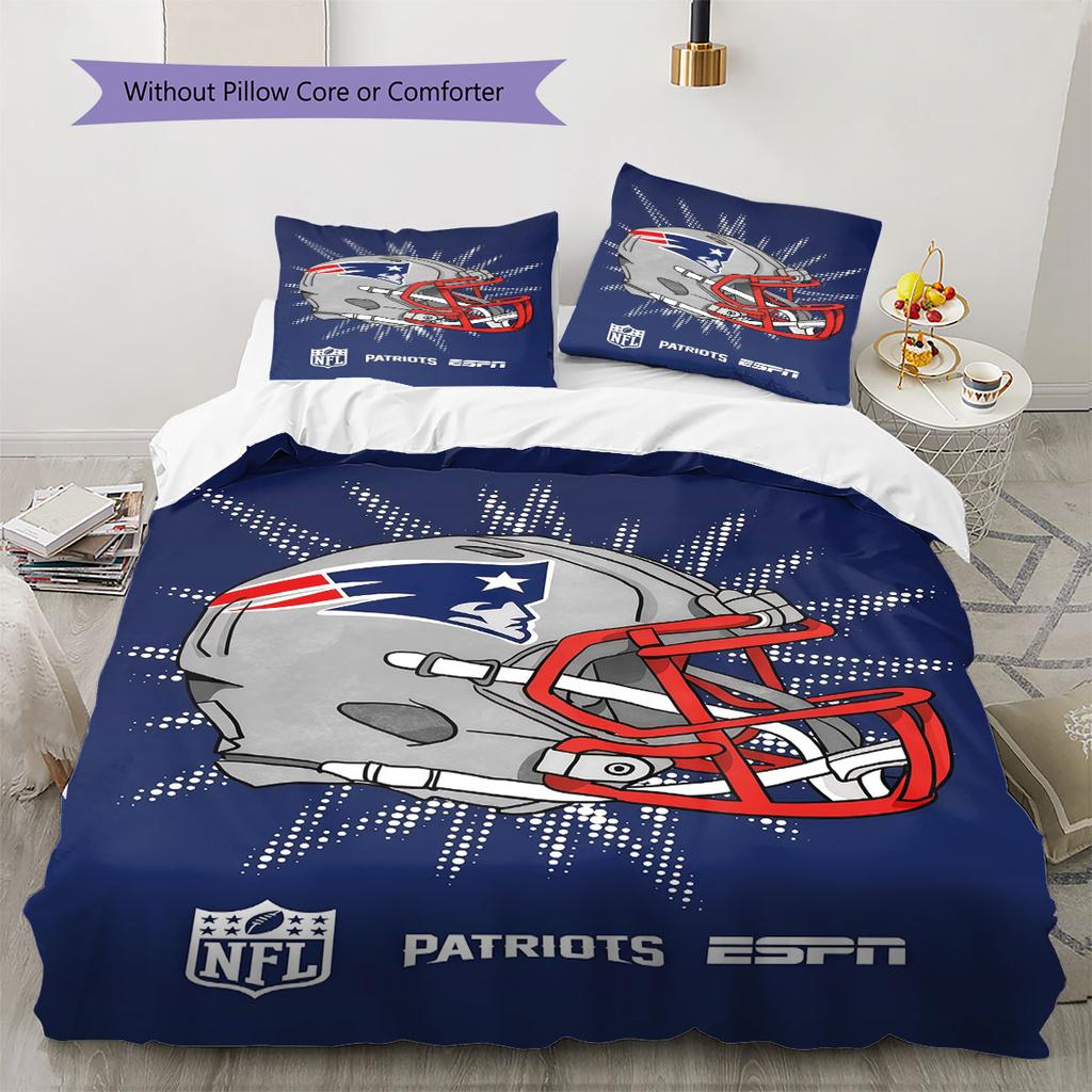 New England Patriots Pattern Bedding Home Decoration Birthday Gift ( 1 duvet cover + 2 pillowcase, without core),fan merchandise.