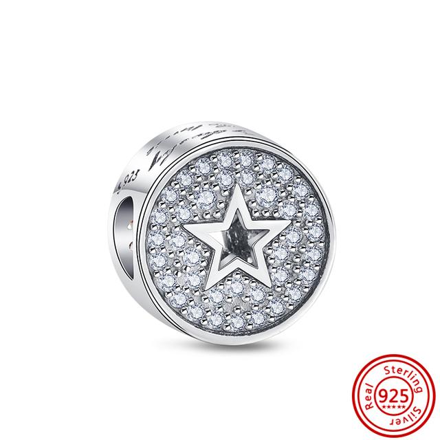 100% стерлингового серебра 925 пробы, прозрачный циркон, снежинка, гербарий, кластер, кулон, бусины, подходят для браслетов, ювелирных изделий