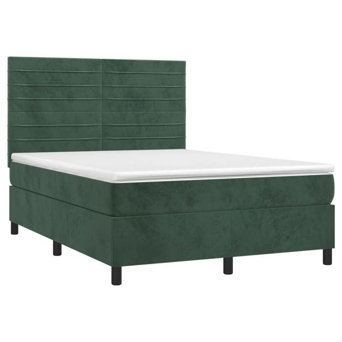 Maison Exclusive - Sommier à lattes de lit avec matelas LED Vert foncé 140x190 cm