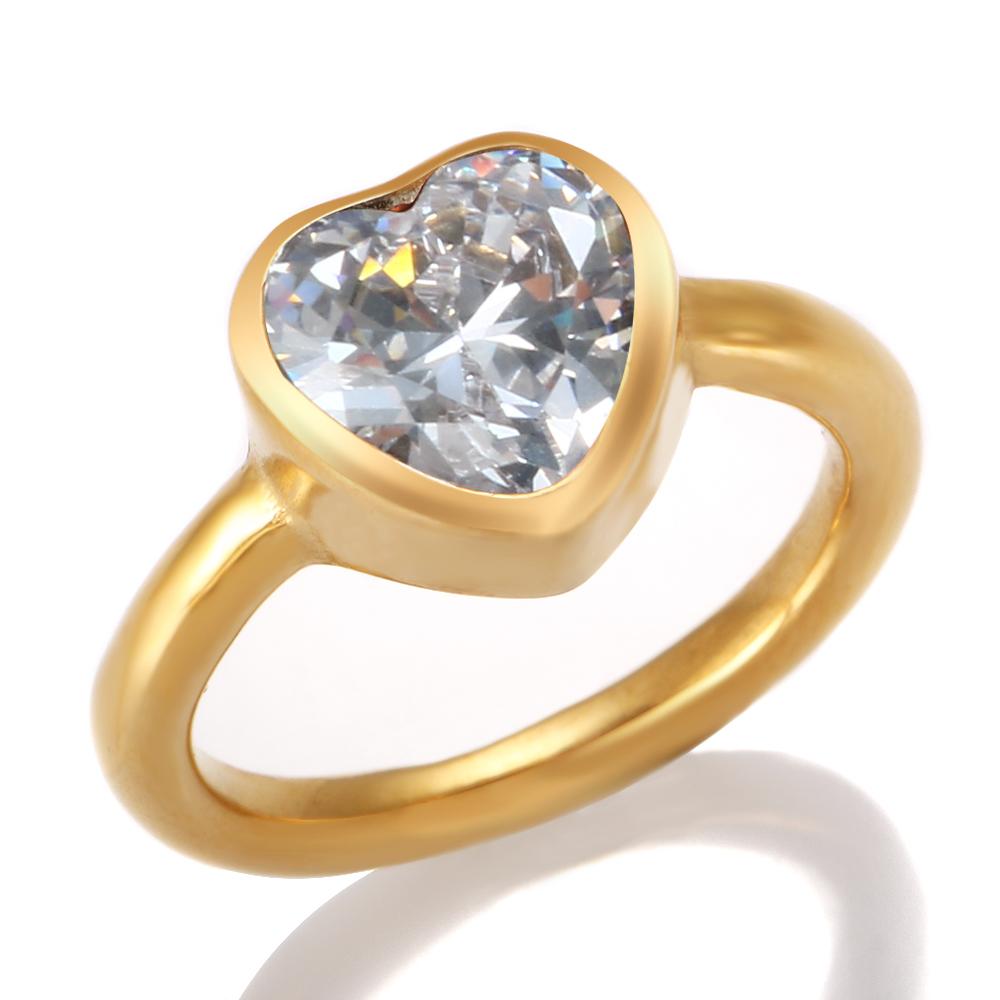 Роскошное кольцо с сердечком из нержавеющей стали 316 для женщин, высококачественные кольца с персиковым сердечком и цирконием, кольца на палец, ювелирные изделия