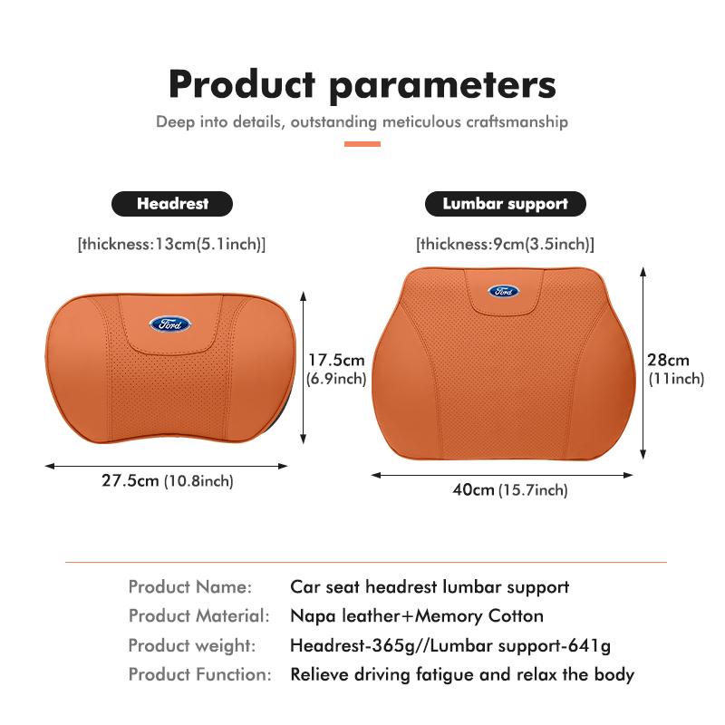 KKHK4 Car Back Headrest Neck Pillow Breathable Lumbar Support For Ford Escort KA Flex Everest KA Expedition Falcon Fusion