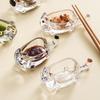 Cat Crystal Glass Dipping Dish Creative Ketchup Bowl Soy Sauce Vinegar Dish Home Appetizer Plate Chopstick Rest 4-Pack