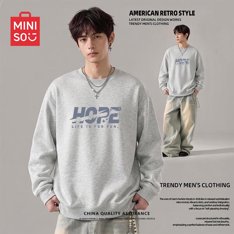 MINISO Мужской свитшот в американском повседневном стиле, свободного кроя, с круглым вырезом