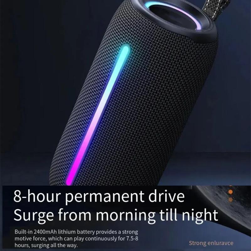 2400mAh Bluetooth Speaker LED Flashing Soundbar Portable Outdoor Sound Box Waterproof Loudspeaker Support TF Card