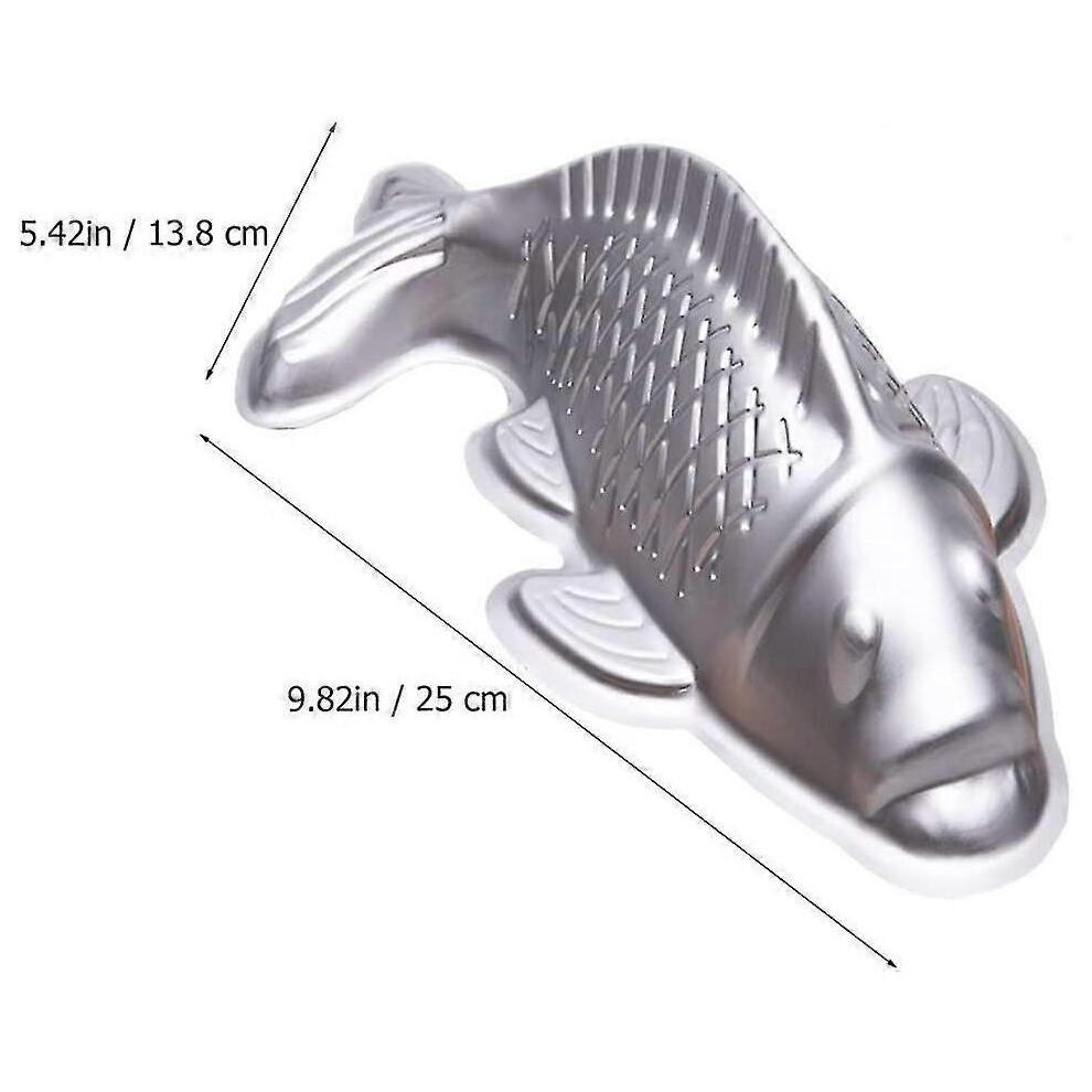 Aluminum Alloy Fish Cake Baking Pans Carp Shaped Cake Mold Tin Birthday for Cake Decoration Silver - DD0