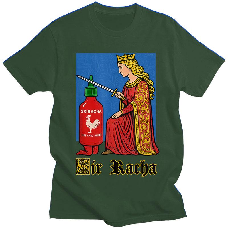 Футболки с принтом мема про острый соус Sir Racha Funny Chili Sauce Мужские Женские Юмор Популярные Футболки Повседневные Хлопковые Модные Футболки Streetwear Подарки
