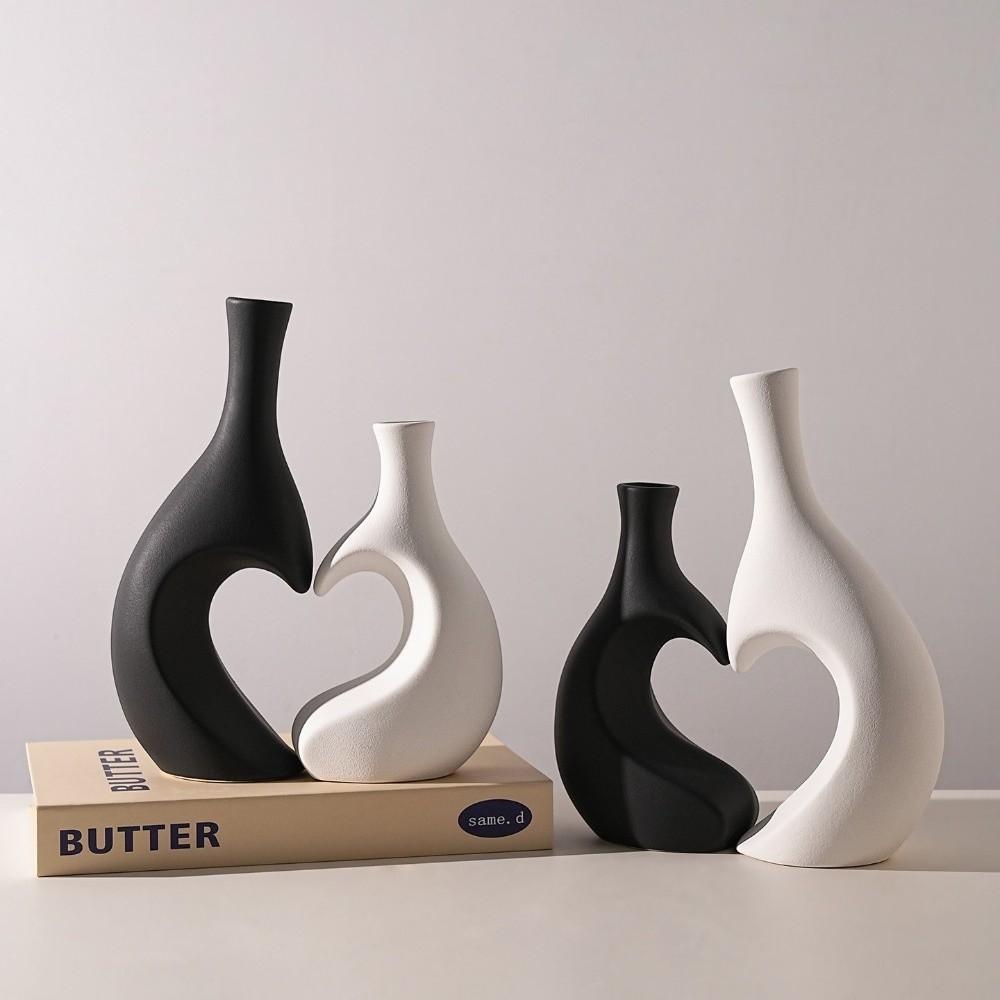 A Set Elegant Irregular Shape Vase Heart-Shaped Water Cultivation Vase Modern Ceramic Vase
