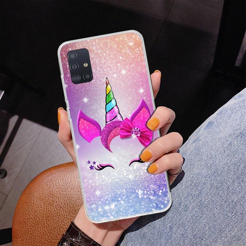 Pink Unicorn Rainbow Phone Case For Samsung Galaxy A52 A32 A22 A12 A51 A31 A50S A30S A20S A10S Note 20 Ultra 10 Plus S10 A72 A71