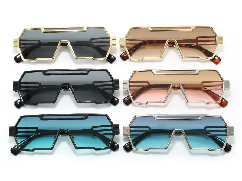 Men's Retro Steampunk Polygon Sunglasses - One-Piece, Irregular, High-End Street Style