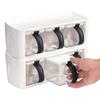 2pcs 3 Grids Seasoning Container Set With Lid And Spoon Condiment Storage Jars  For Kitchen