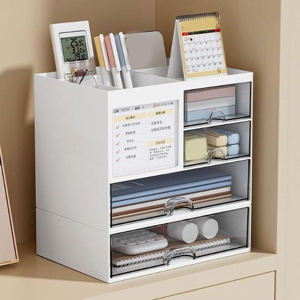 Plastic Desk Organizer Large Capacity Pen Holder Multipurpose Drawer Storage Box for Home