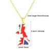 Vintage Map Pendant Necklace United Kingdom of Great Britain and Northern Ireland Country Outline Flag Charm Necklaces